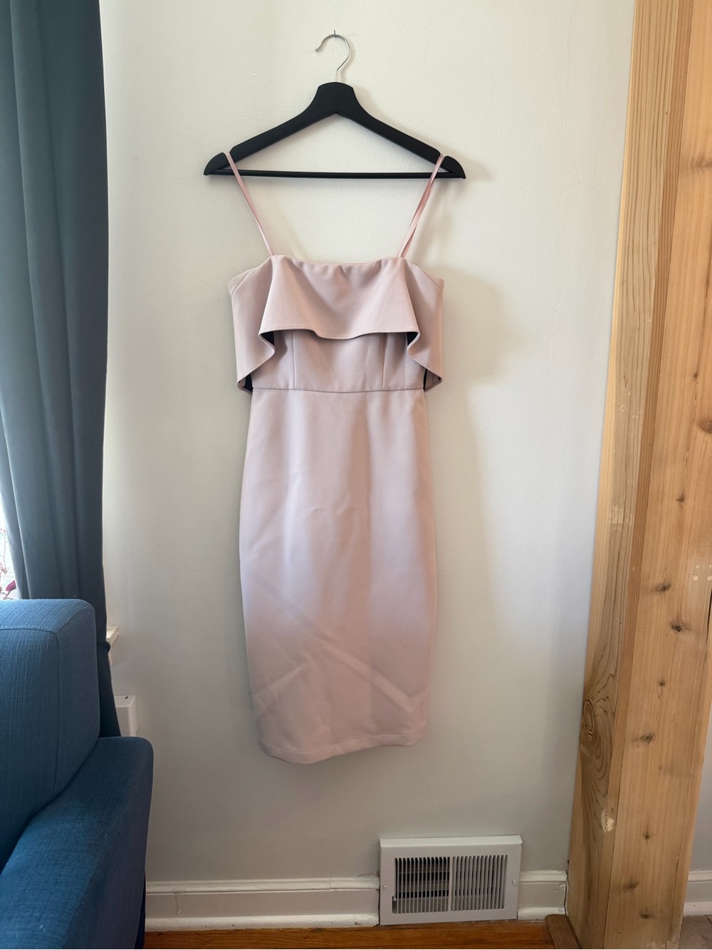 BCBGMaxAzria Blush Pink Ruffle Sheath Dress